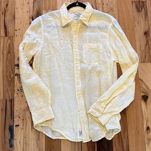 Abercrombie & Fitch pale yellow linen long sleeve men’s button down Med. EUC